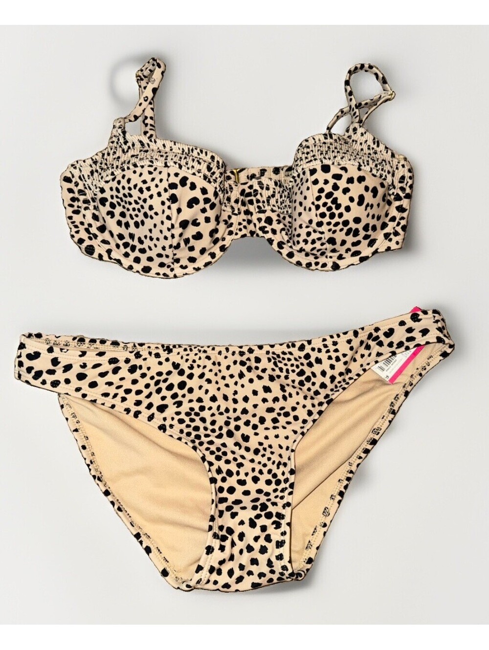 Juniors' Smocked Underwire Bikini Top - Xhilaration Animal Print D/DD Cup, LG